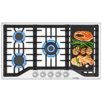 GASLAND Chef PRO GH3365SF 5 Burner Gas Stovetop with Reversible Cast Iron Grill/Griddle