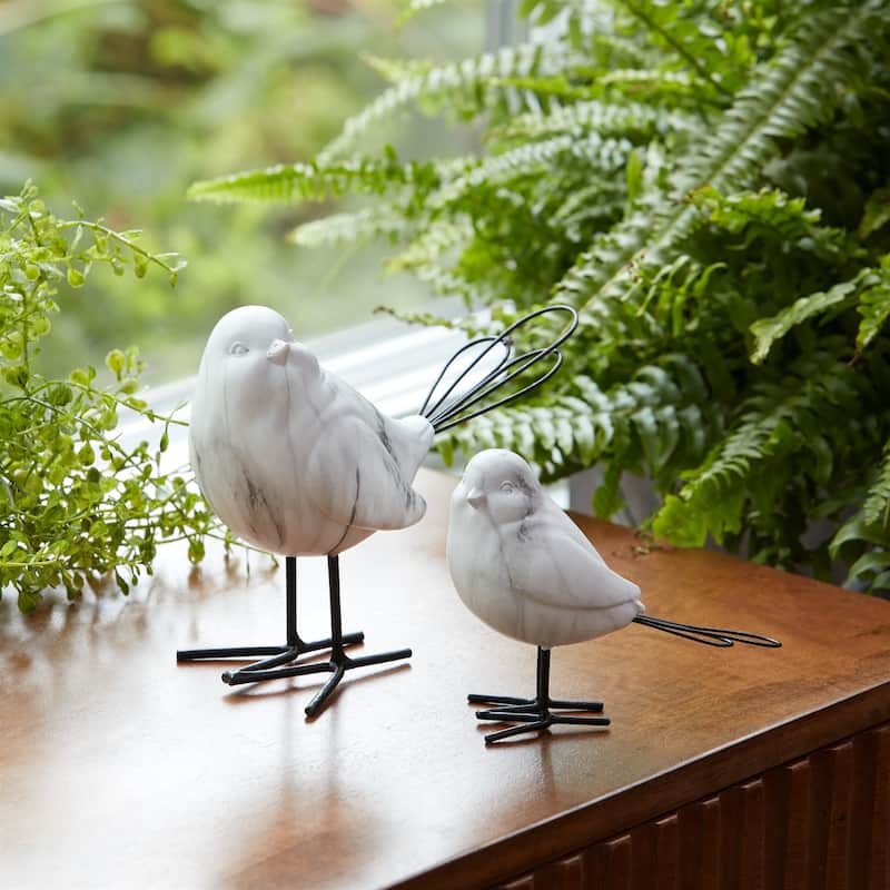 Marble Bird Figurines - 7" - Set of 4