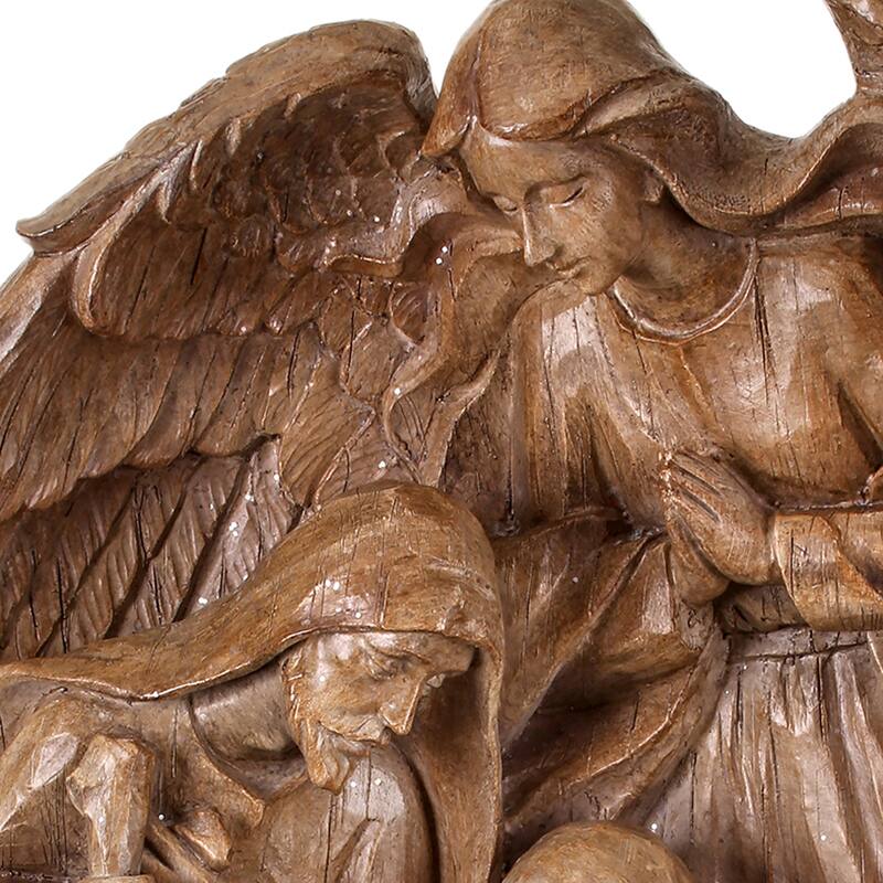 18" Resin Wood Look Angel Holy Family