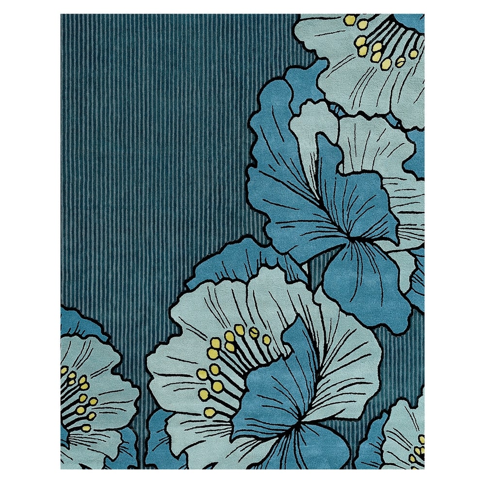 NICOLE MILLER NEW YORK Flora Grandeur Bloom Handcrafted Wool Area Rug