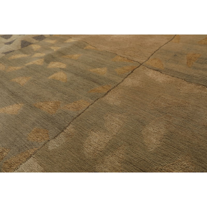 6x8'11'' Tibetano Hand Knotted Wool Beige Modern & Contemporary Art Deco Rug - 6' x 8' 11''