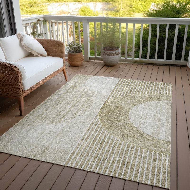 Machine Washable Indoor/ Outdoor Chantille Contemporary Geo Rug