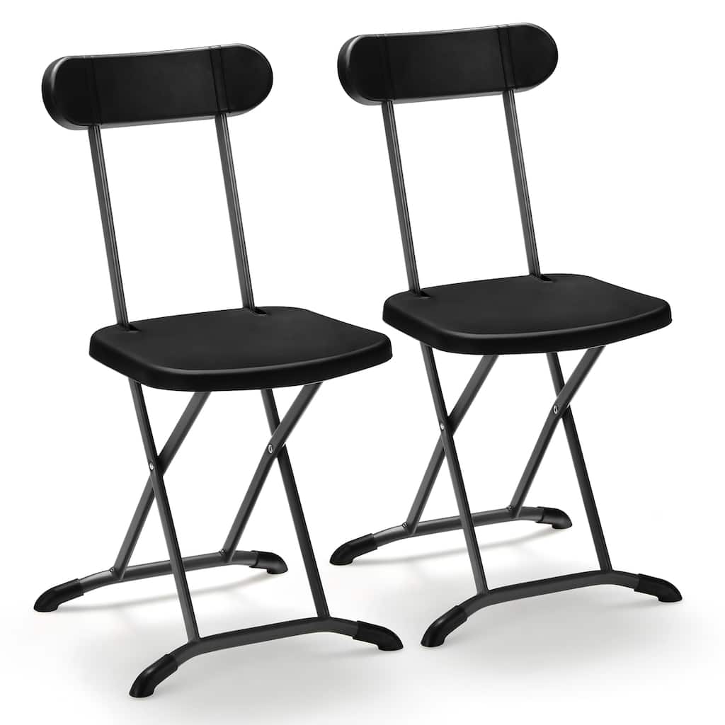 2-Pack Folding Chair with Wide Seat & Ergonomic Backrest Black/White