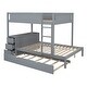 preview thumbnail 12 of 18, Full-over-Full Bunk Bed with Twin size Trundle, Storage and Desk,with 2 USB and 2 3-holes Plugs