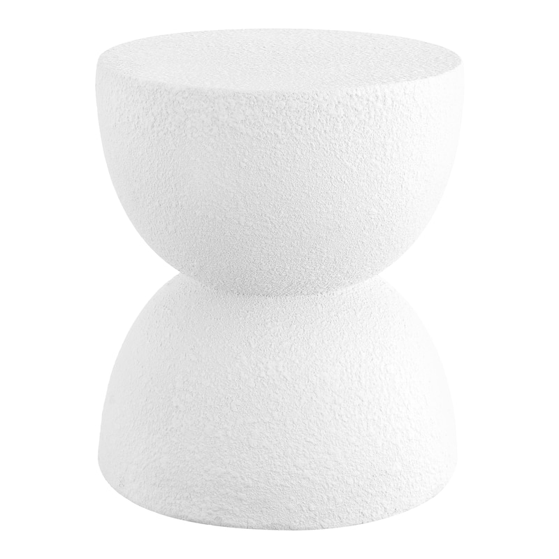 Louisa 18" Mid-Century Modern Drum Accent Table , by JONATHAN Y - White Frosted