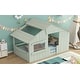 preview thumbnail 15 of 38, Wood House Bed with Roof & Door, Window and Guardrail