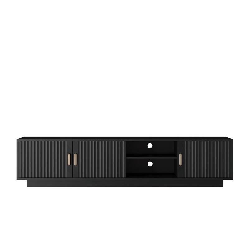 Mid-Century Modern TV Stand with LED Lights, Accommodates up to 80-Inch TV