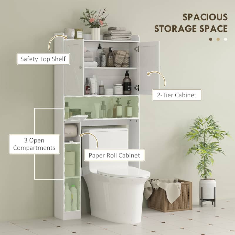 MDF Farmhouse Over Toilet Cabinet with Barn Doors and Adjustable Shelf - 32.1" W x 7.7" D x 67.7" H