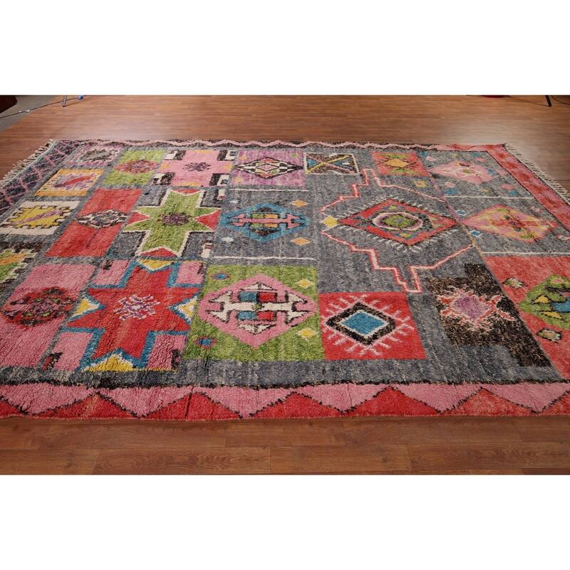 Geometric Moroccan Oriental Area Rug Handmade Tribal Wool Carpet - 8'5" x 12'9"