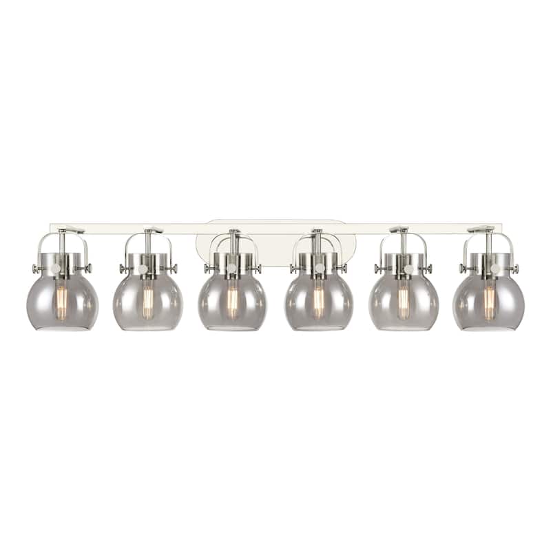 Innovations Lighting 423-6W-10-46 Pilaster II Sphere Vanity Pilaster - Polished Nickel / Plated Smoke