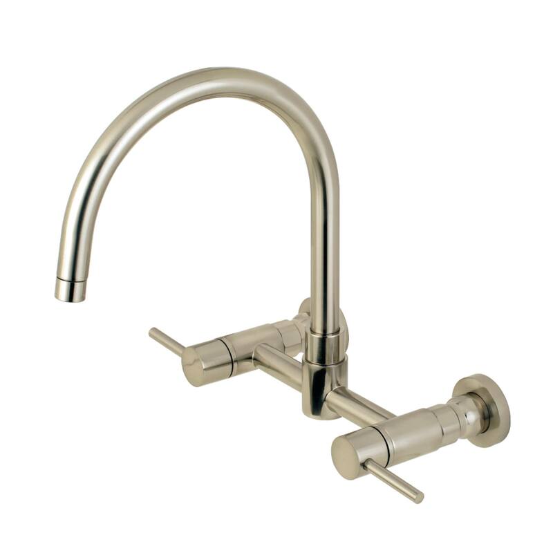 Kingston Brass Concord 1.8 GPM Wall Mounted Bridge Kitchen Faucet - Brushed Nickel