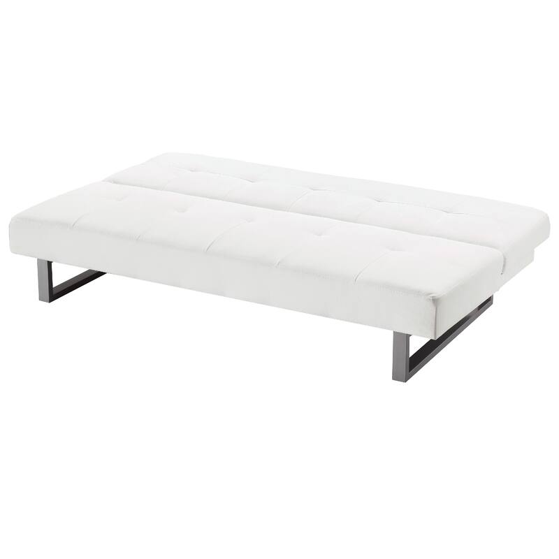 Tufted Faux Leather Straight Armless Sofa - 70" - White