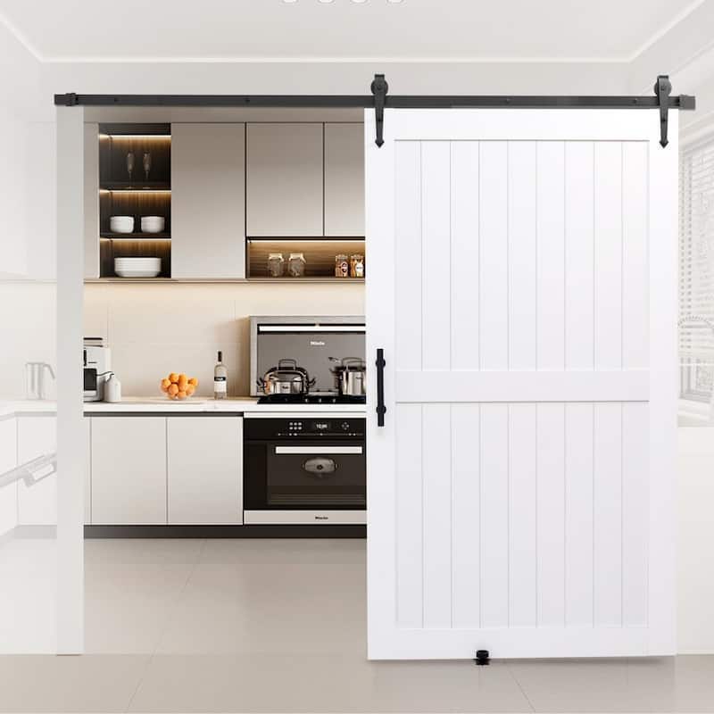 White MDF Pine Sliding Barn Door with Waterproof PVC Coating