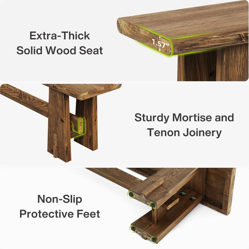 59'' Solid Wood Entryway Bench, Traditional Indoor Hallway Bench with Sturdy Frame