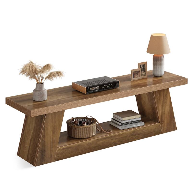 63" TV Stand for 55/60/65/75-Inch TVs, Rustic Media TV Console