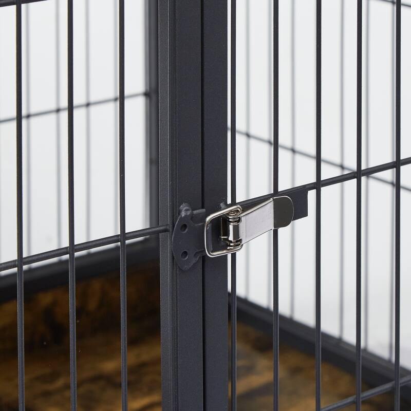 Wooden Dog Cage Crate Dog House with Double Doors on Casters