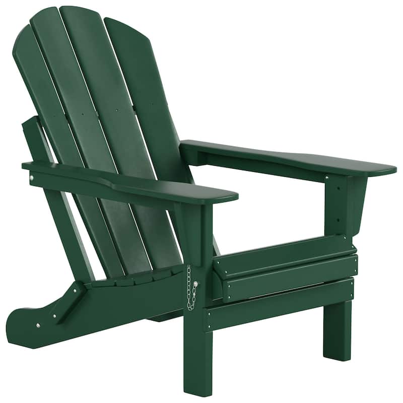 Polytrends Laguna Hdpe All Weather Outdoor Patio Foldable Adirondack Chairs With Side Table (3-Piece Set)