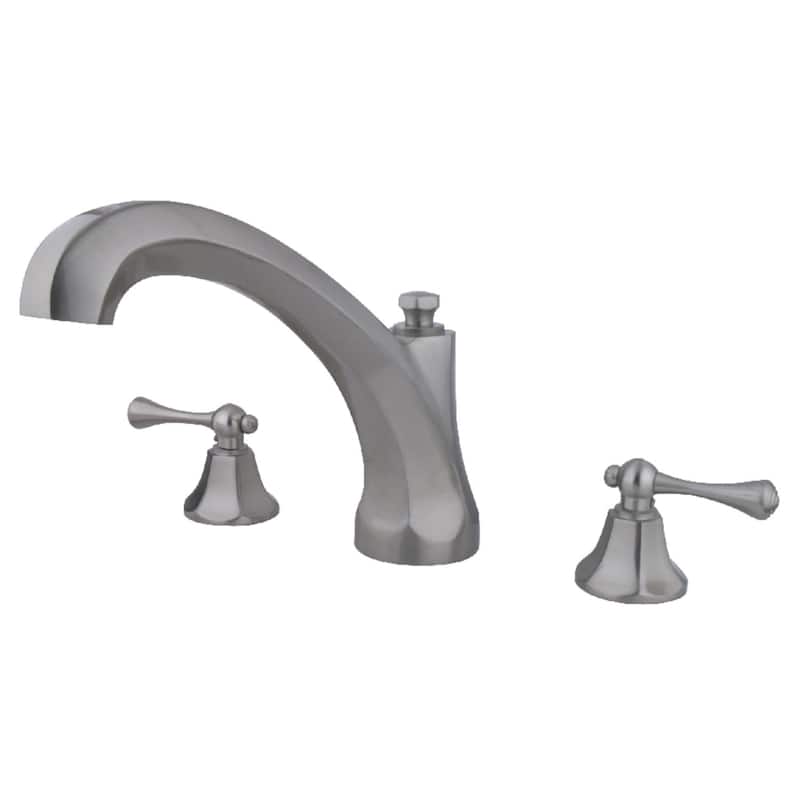 Kingston Brass Vintage Deck Mounted Roman Tub Filler with Lever - Brushed Nickel