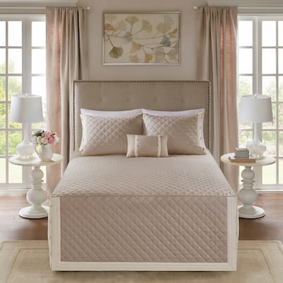 Madison Park Levine 4 Piece Cotton Reversible Tailored Bedspread Set