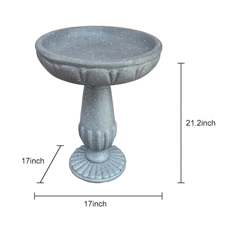21.2 Inch Tall Handmade Concrete Birdbath Elegant Outdoor Garden Decor