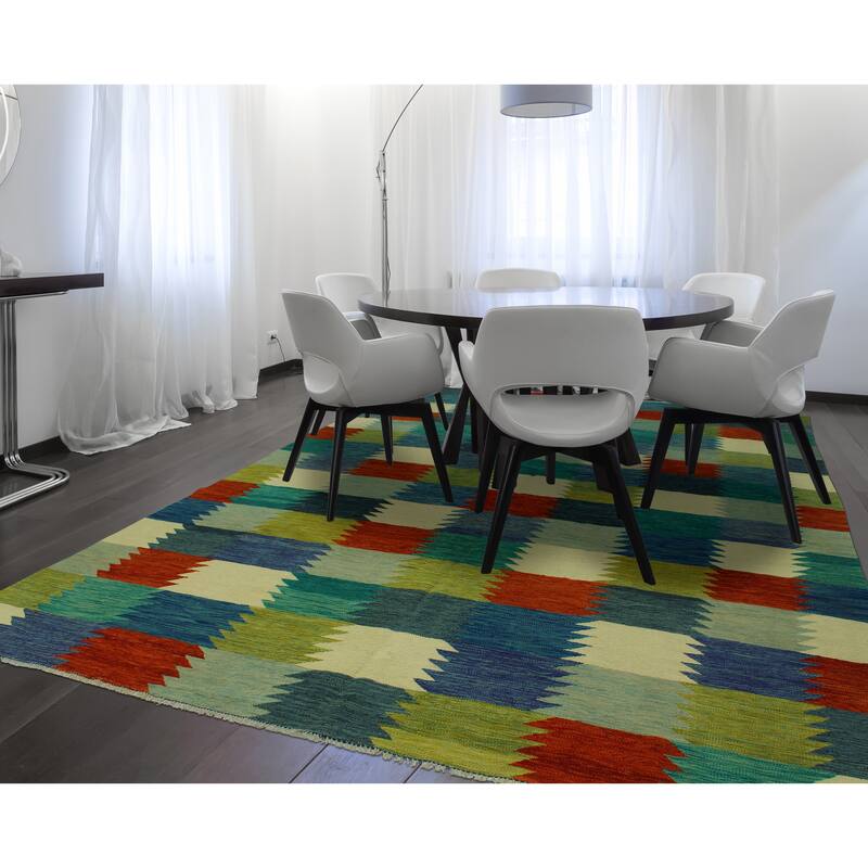 Hand-Woven Winchester Kilim Hafez Ivory/Rust Rug - 8'7" x 11'8"