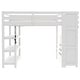 preview thumbnail 20 of 24, Twin/Full Size Loft Bed with Small Wardrobe, LED Light and Storage Staircase, Wooden Loft Bedframe with Storage Shelves for Kids