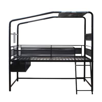 X Rocker Contra Customizable Mid-Sleeper Gaming Bed with TV Mount, Black, Twin