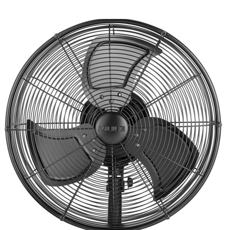 18" Mule Matte Black Outdoor Wet-Rated Oscillating Wall Fan with Wall Mount - 18 Inches