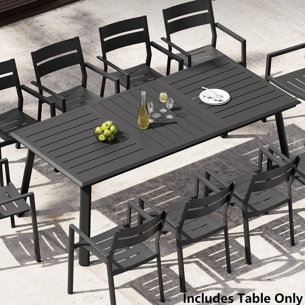 slide 2 of 33, Pellebant Outdoor Aluminum Dining Table with Umbrella Hole for 6-8 Person Matte Black-82.7inches