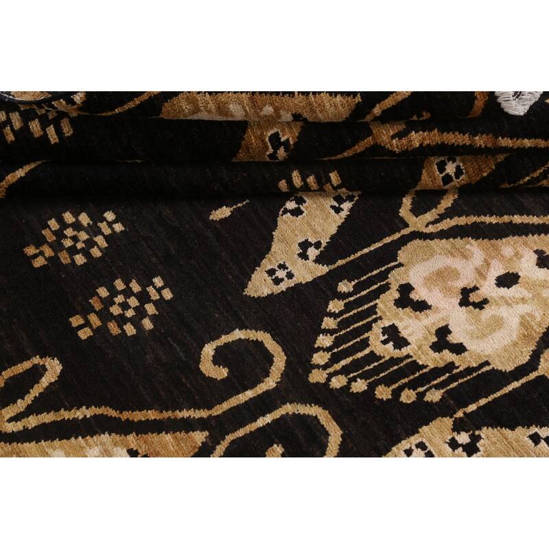 Geometric Oriental Gabbeh Kashkoli Area Rug Hand-knotted Wool Carpet - 7'10" x 11'3"