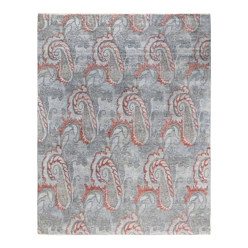 Ikat One-of-a-Kind Handmade Area Rug, Gray - 7' 10" x 9' 10"
