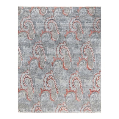 Ikat One-of-a-Kind Handmade Area Rug, Gray - 7' 10" x 9' 10"
