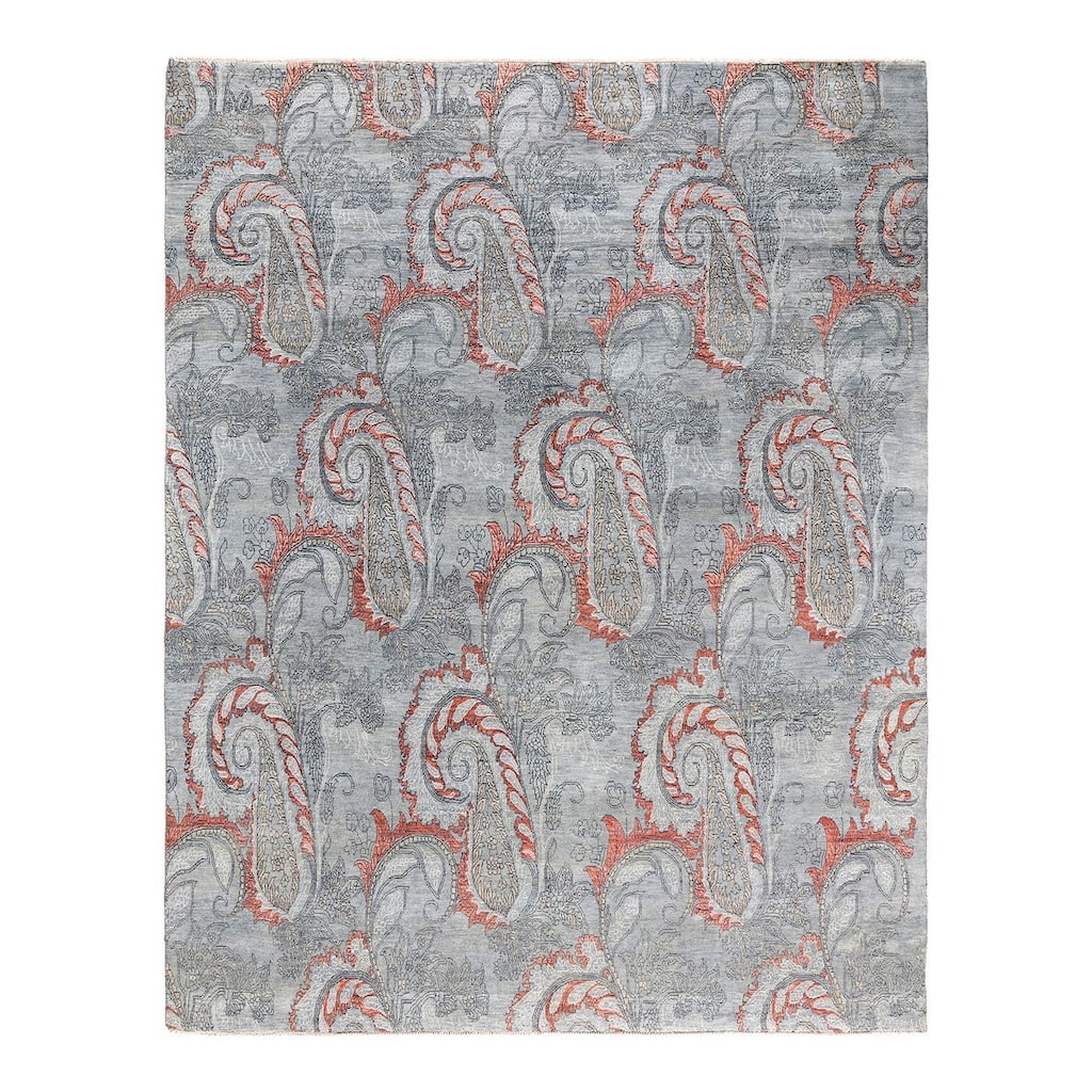 Ikat One-of-a-Kind Handmade Area Rug, Gray - 7' 10" x 9' 10"