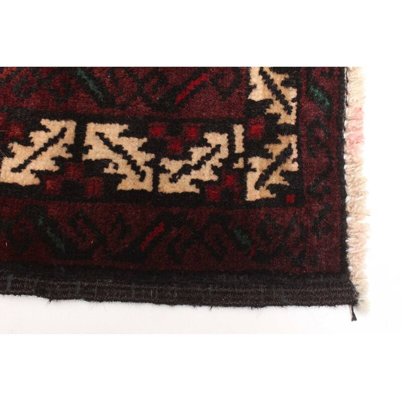 ECARPETGALLERY Hand-knotted Teimani Dark Burgundy Wool Rug - 3'0 x 4'4