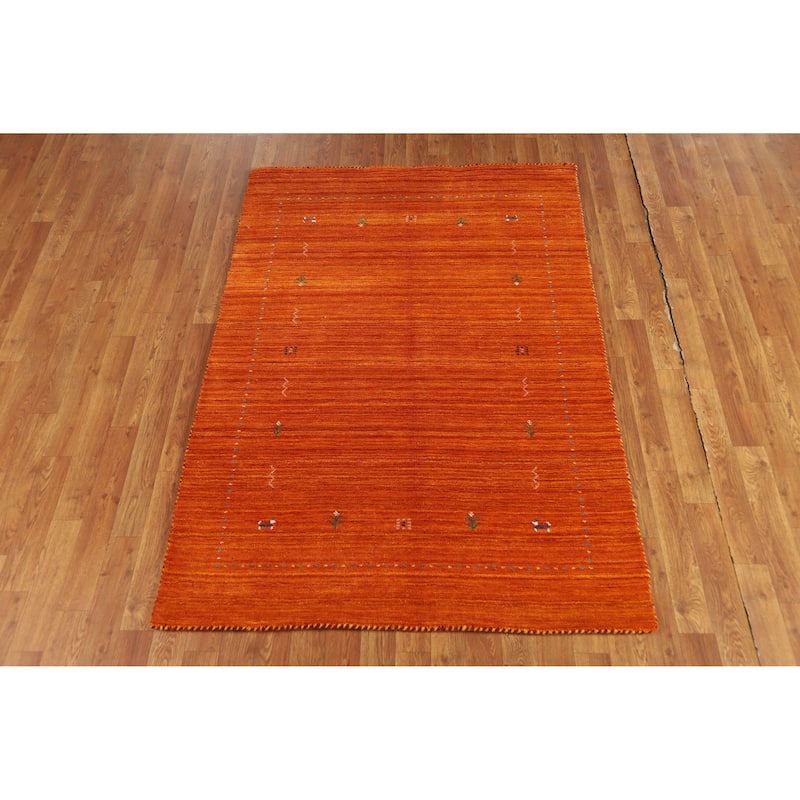 Hand Knotted Oriental 100% Wool Carpet Tribal Tribal Oranges & Rust Gabbeh Area Rug - 5' 10'' X 3' 11''