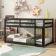 preview thumbnail 1 of 3, Espresso Twin over Twin Size Wood Floor Bunk Bed with Ladder and Fence for Bedroom Espresso
