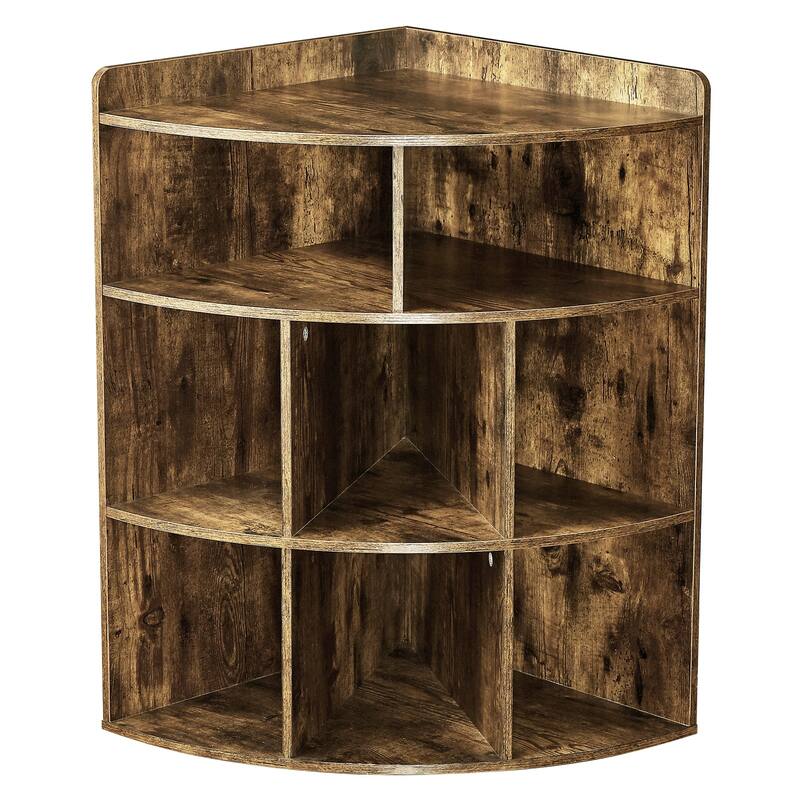 VECELO Corner Cabinet with Charging Station or No Charging Station 3-Tier Bookcase Storage Organizer Triangle Corner Bookcases