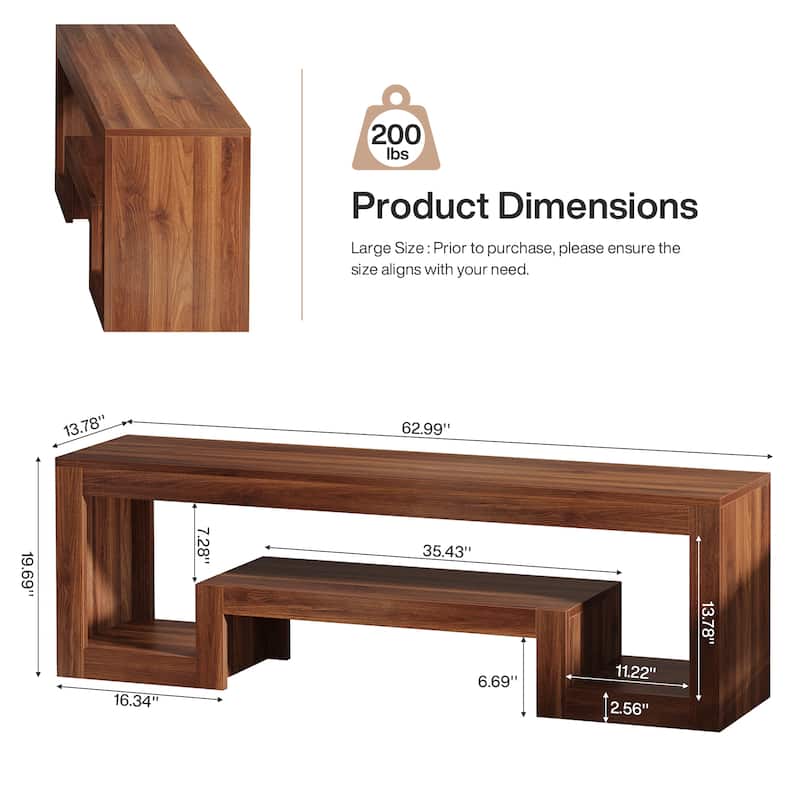 63-Inch TV Stand for 55/60/65-Inch TVs, Farmhouse Entertainment Center with Open Storage Shelves
