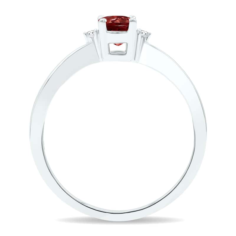 Women's Garnet and Diamond Classic Band in 10K White Gold