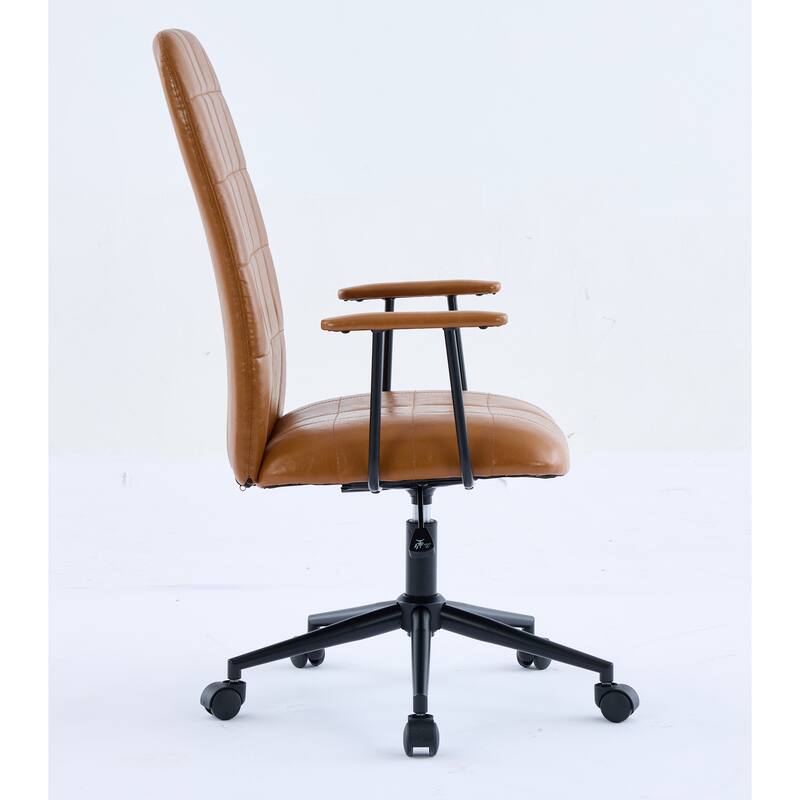 PU leather office chair, with armrest, high backrest, soft foam seating, 360 degree swivel, adjustable gaslift