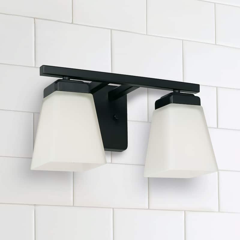 Baxley 13-inch 2-light Bath/ Vanity Fixture w/ Soft White Glass