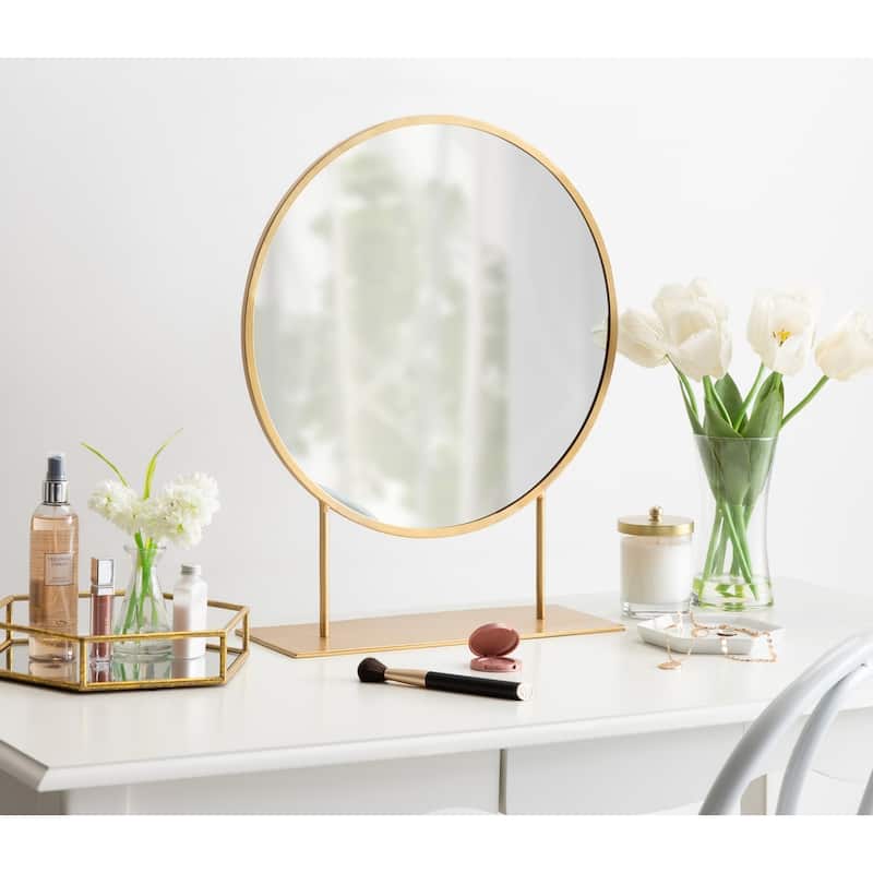 Kate and Laurel Rouen Round Metal Table Mirror - 18x22