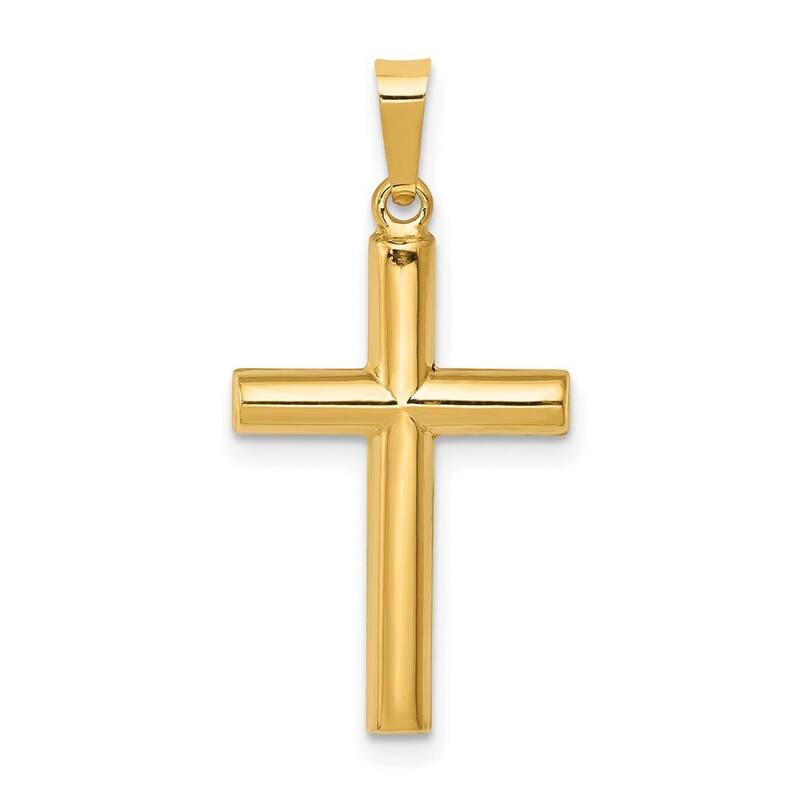 Curata 14k Yellow Gold 18" Hollow Puffed Cross Necklace- 20x14mm