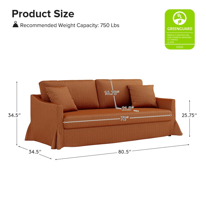 Volkhard 80.5" Modern Slipcovered Sofa With Removable Back Cushion By HULALA HOME