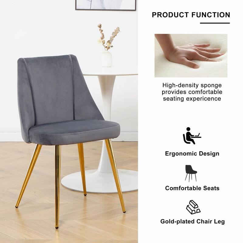 Modern Light Luxury Dining Chairs with Metal Legs-Set of 4