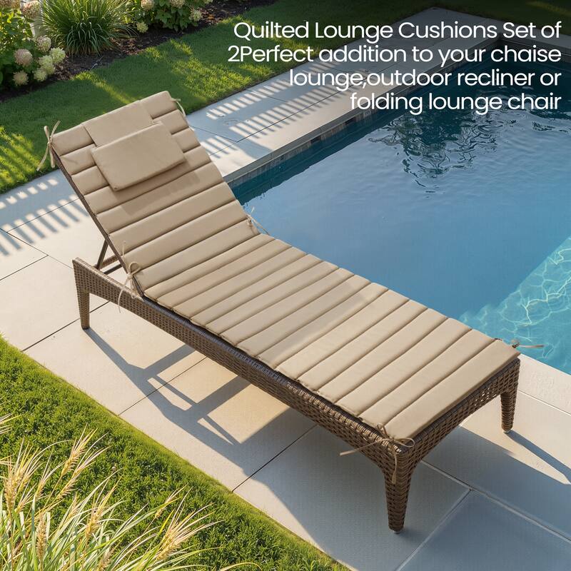 Pellebant Outdoor Chaise Lounge Cushions Patio Lounger Pad with Straps
