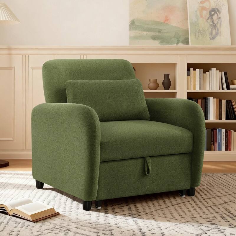 Spruce & Spring Modern Pull-Out Accent Chair Bed with Adjustable Backrest & Space-Saving Design