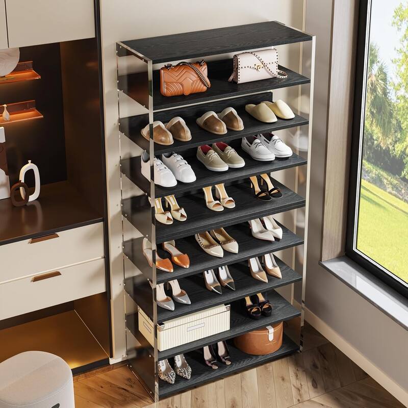 63" 8-Tier Acrylic Shoe Rack, Modern Shoe Storage, Shoe Organizer Display Shelf for Living Room, Entryway & Hallway