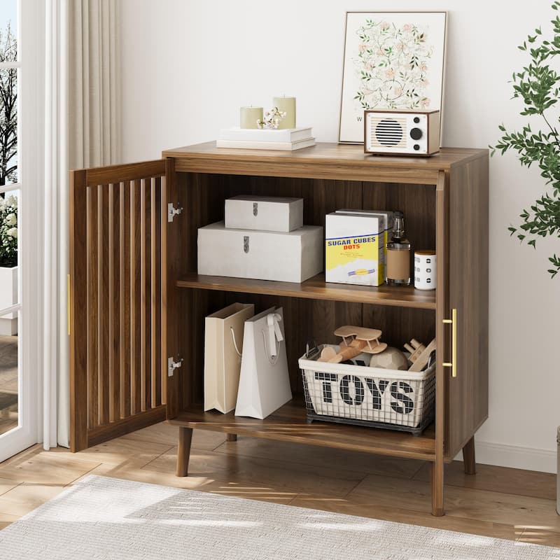 Walnut 31.5" W Sideboard Buffet Cabinet with Storage