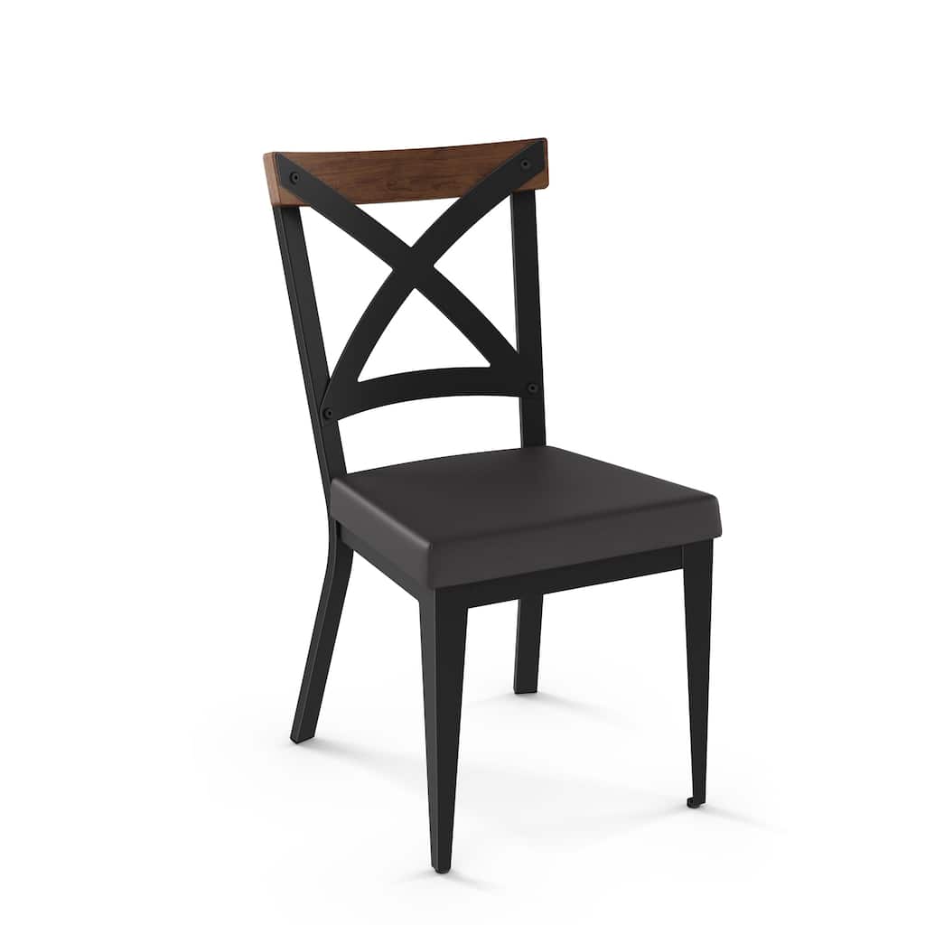 Amisco Snyder Upholstered Dining Chair with Wooden Accent and Metal Frame